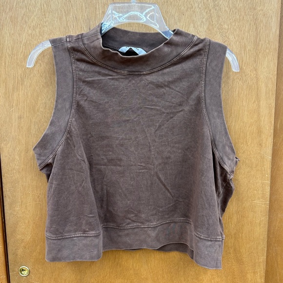 New Rae Mode Cropped Cotton Mineral Washed Sleeveless Top in Brown in Sz Large - Picture 3 of 6